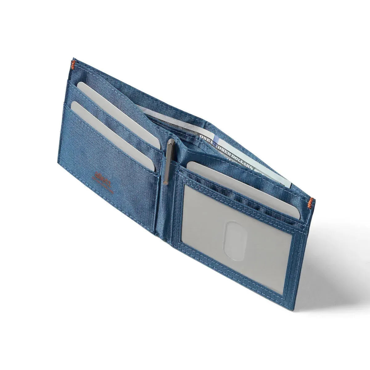 Photo of an open Allett Wallet ID wallet in indigo blue, made with nylon - Allett ID Wallet Nylon RFID indigo-blue
