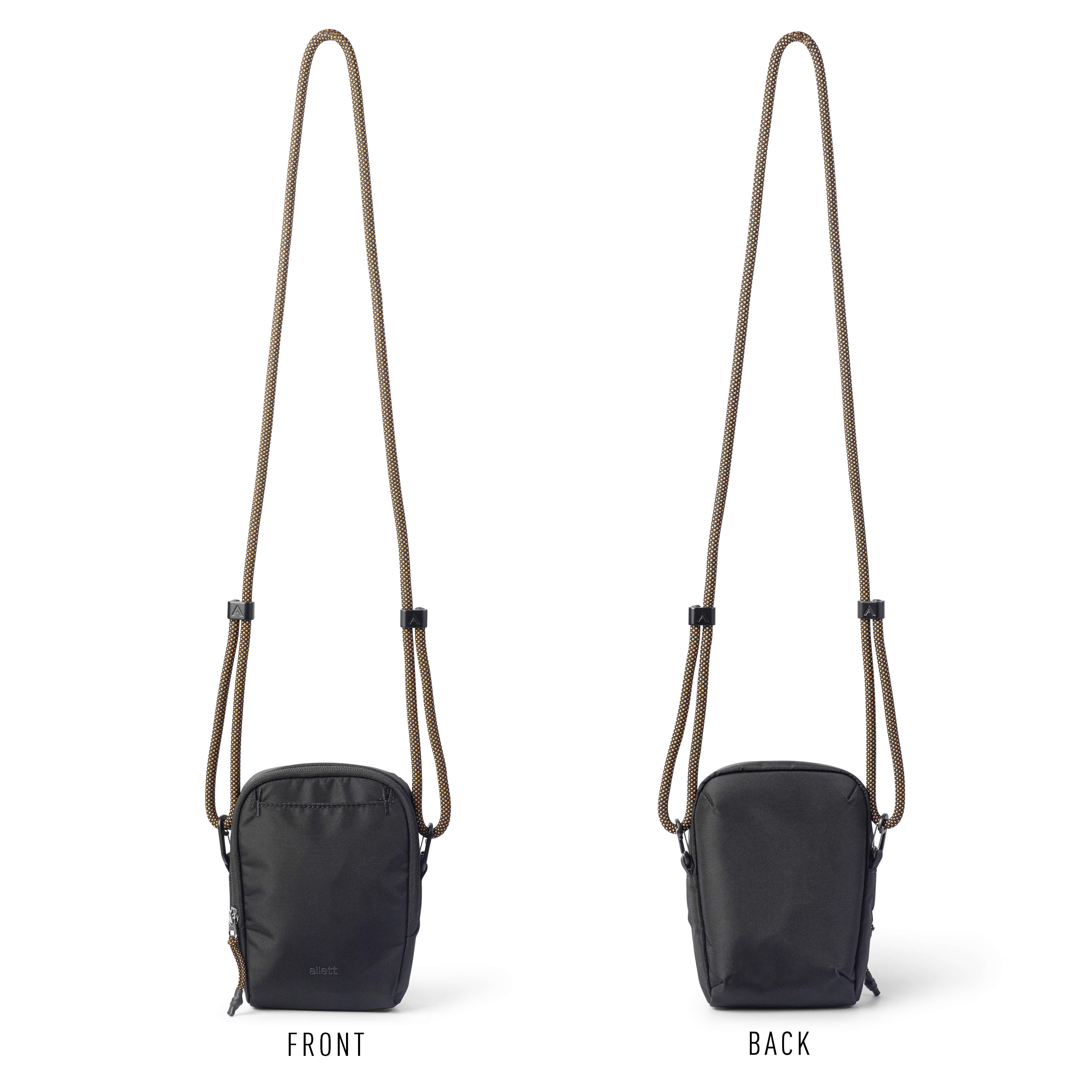 Front and Back View of Rope Bag in Black