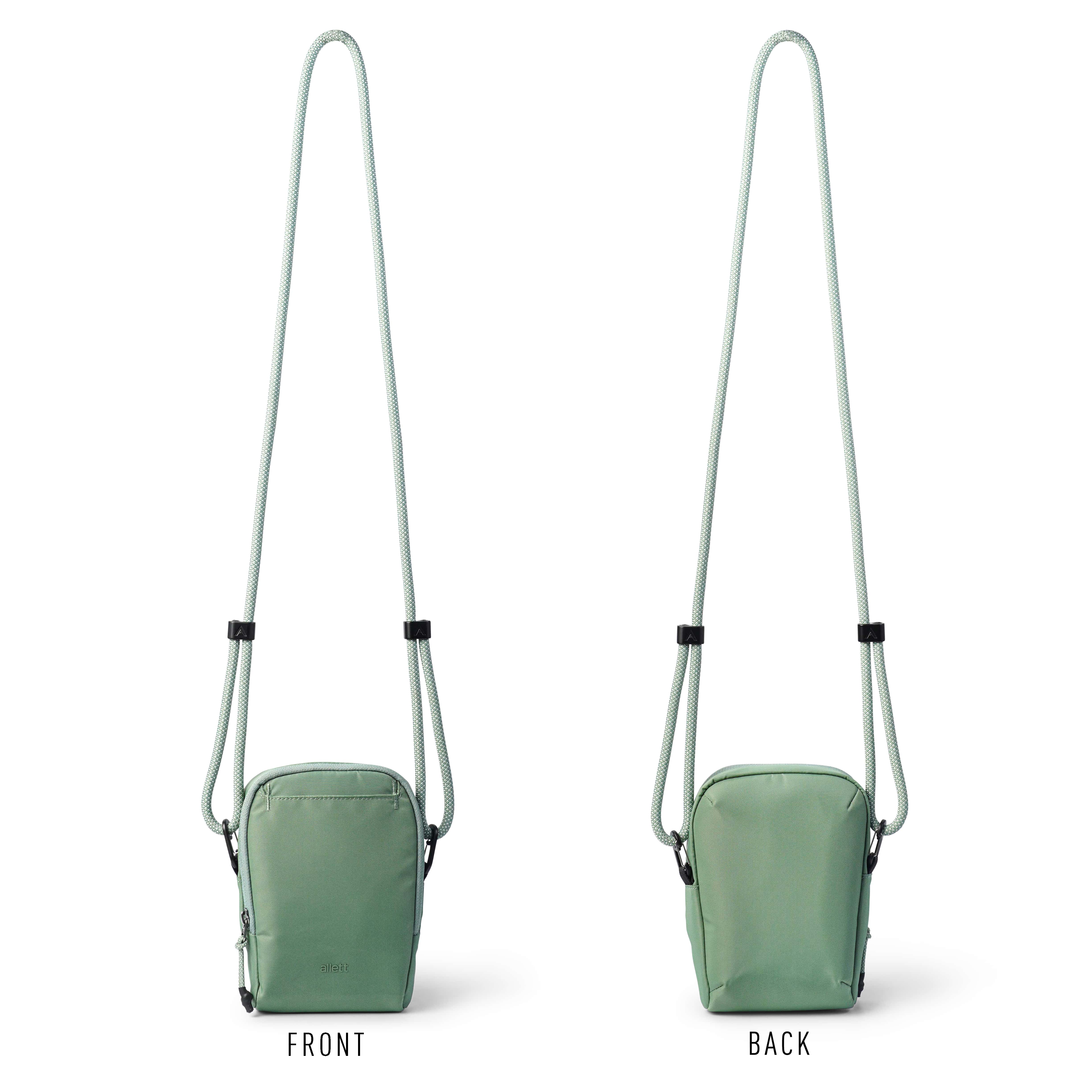 Front and Back View of Rope Bag in Sage Green