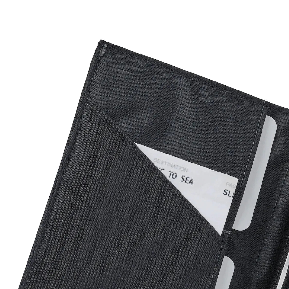 Close up of the Allett Travel Wallet RFID Nylon - jet-black