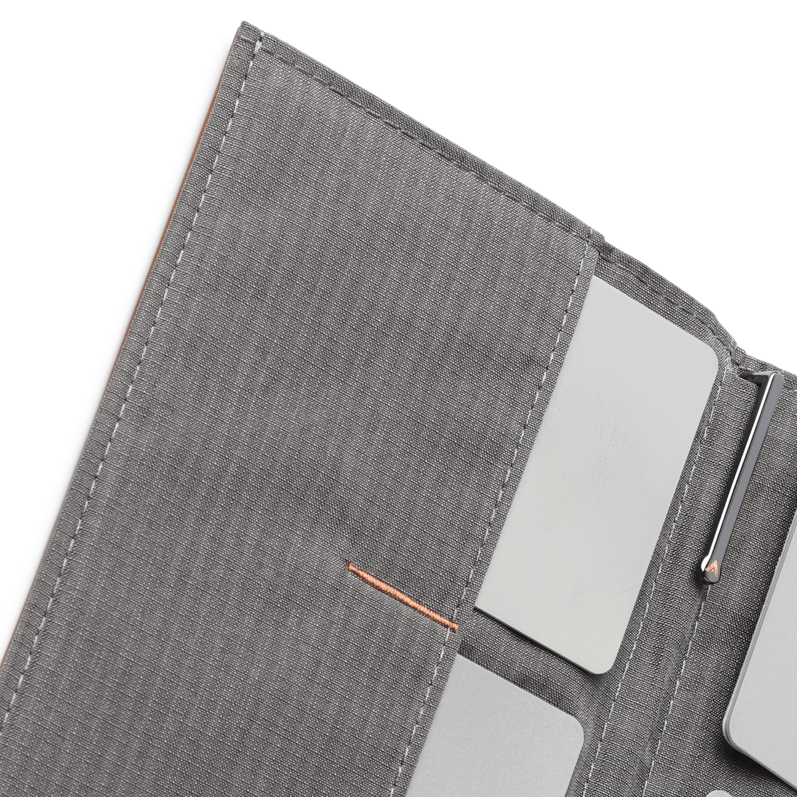 Allett Charcoal wallet with card slots and a pen holder on a white background