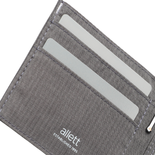 Gray bifold with 'allett' branding on a white background