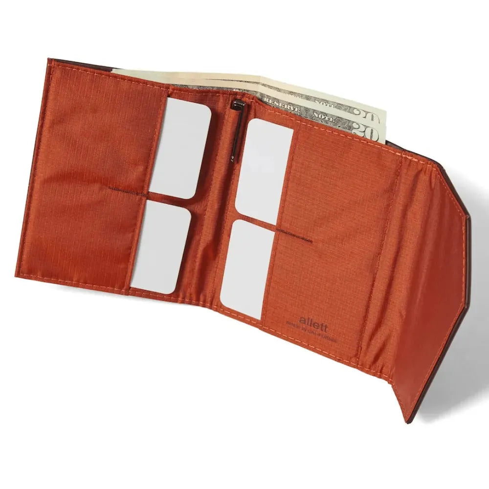 Interior View of Envelope Wallet Leather RFID Blocking by Allett - merlot