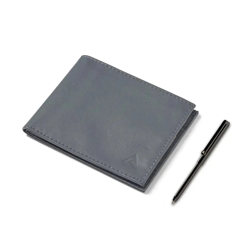 Allett Leather ID Wallet in slate-grey