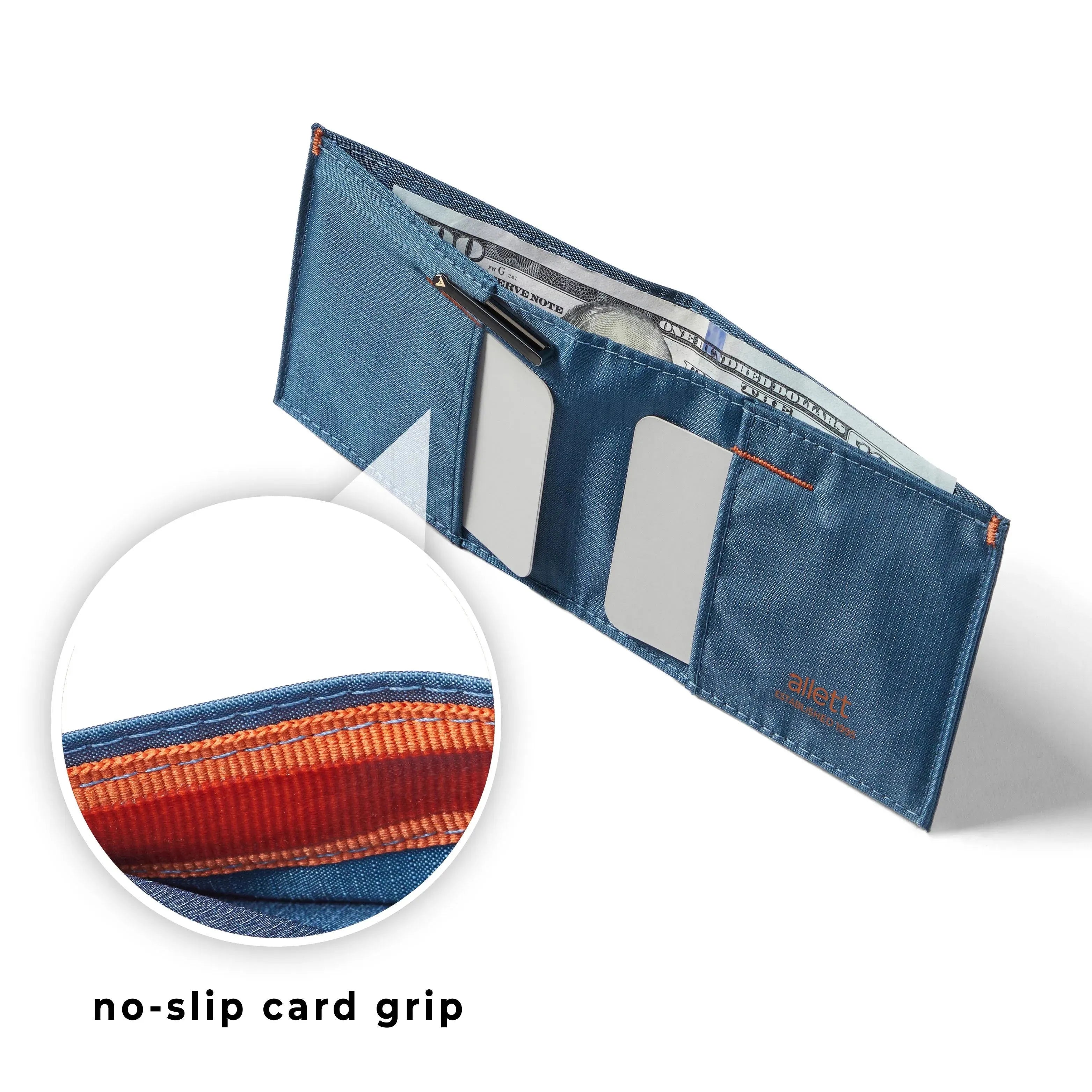 Allett Sport Wallet no-slip card grip indigo-blue