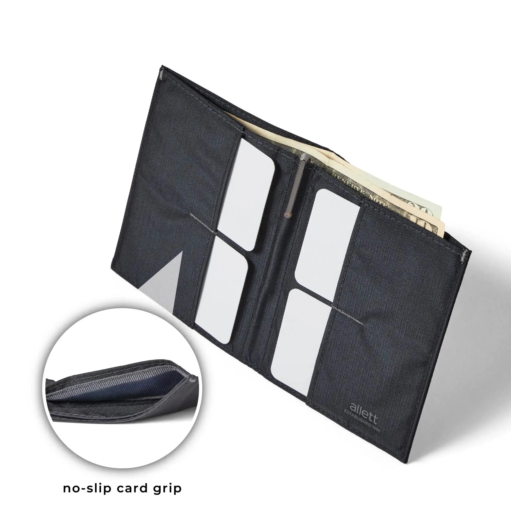No Slip Card Grip in the The Original nylon wallet jet-black