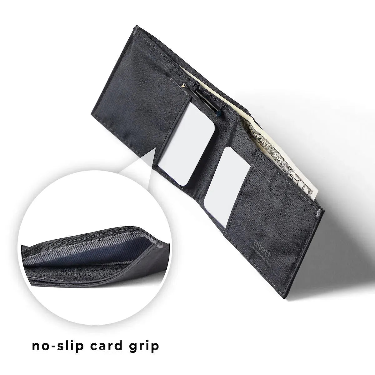 Allett Wallet no-slip card grip jet-black