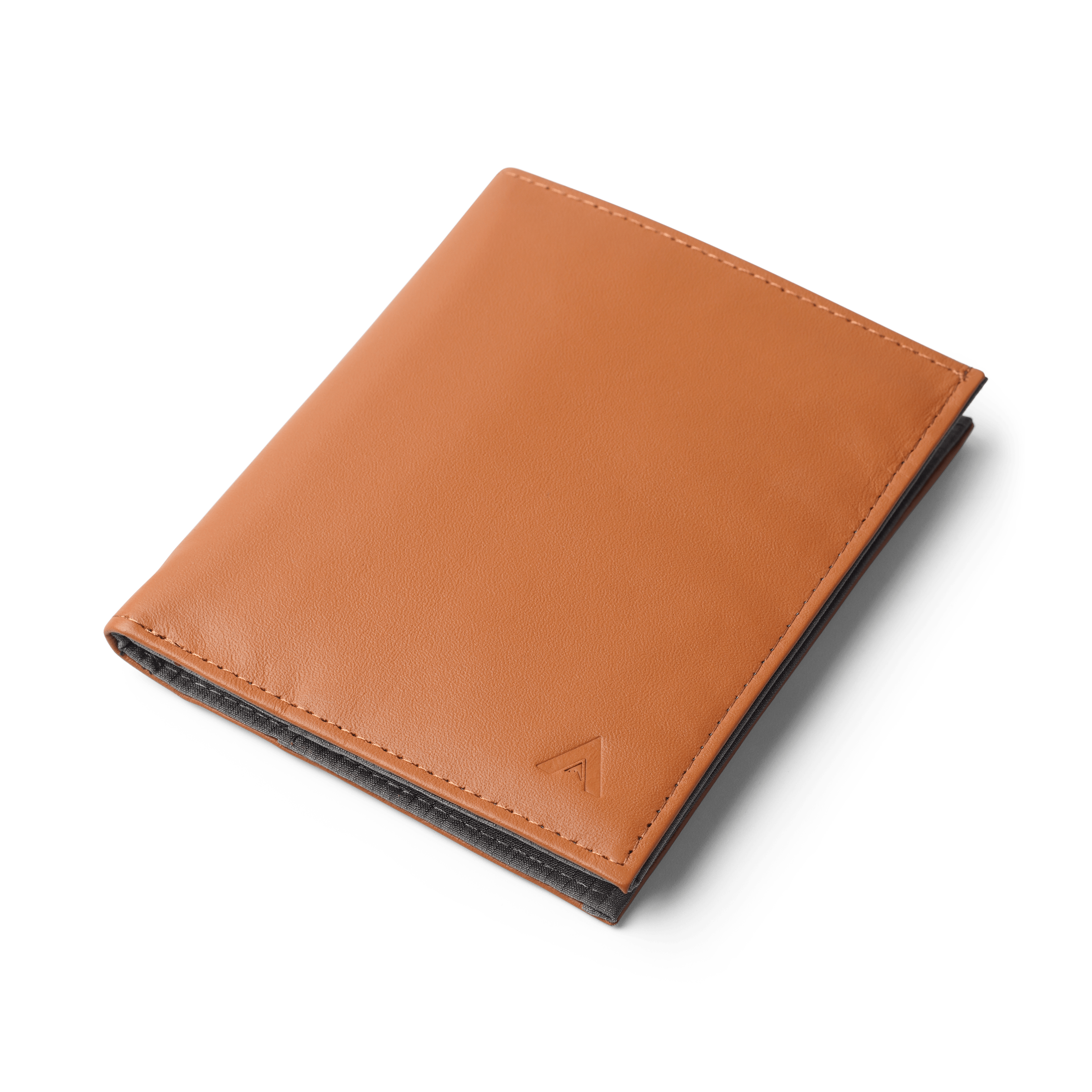Brown Allett leather wallet with logo on a transparent background