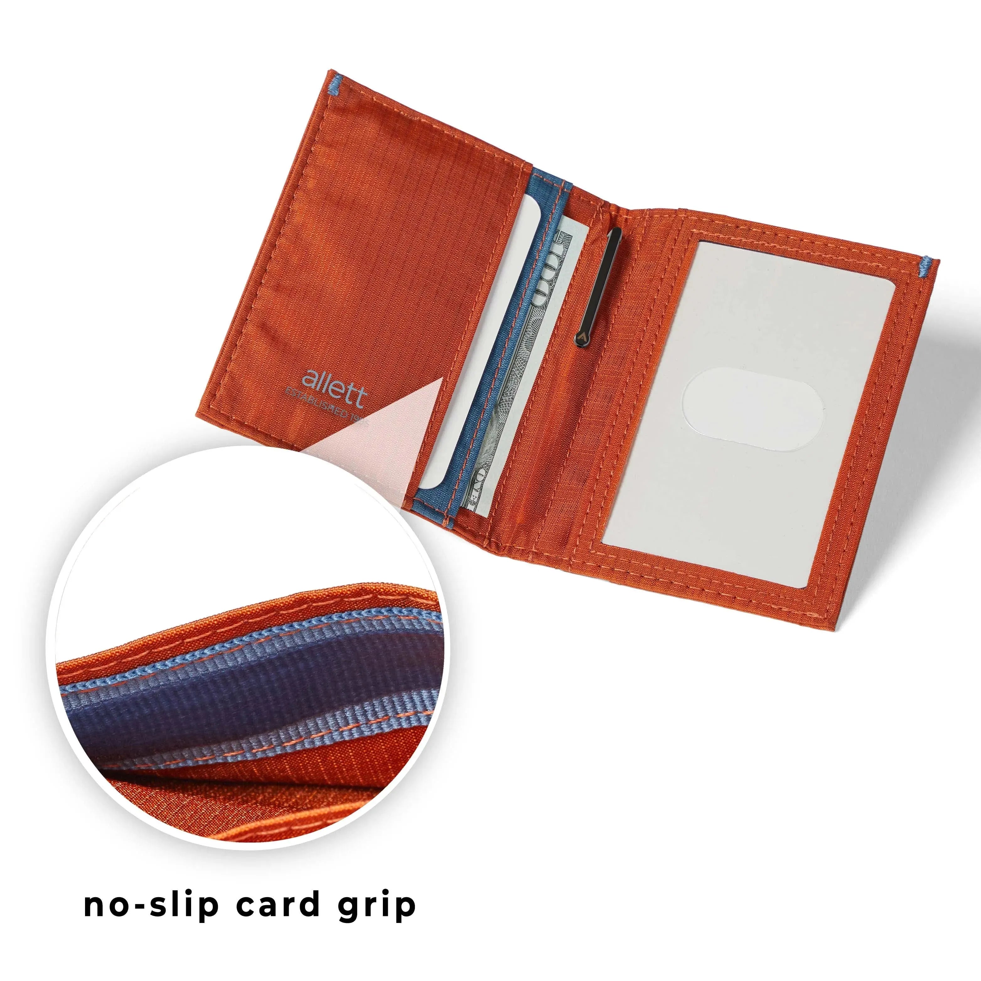 Allett Hybrid Card Wallet card grip close up potters-clay