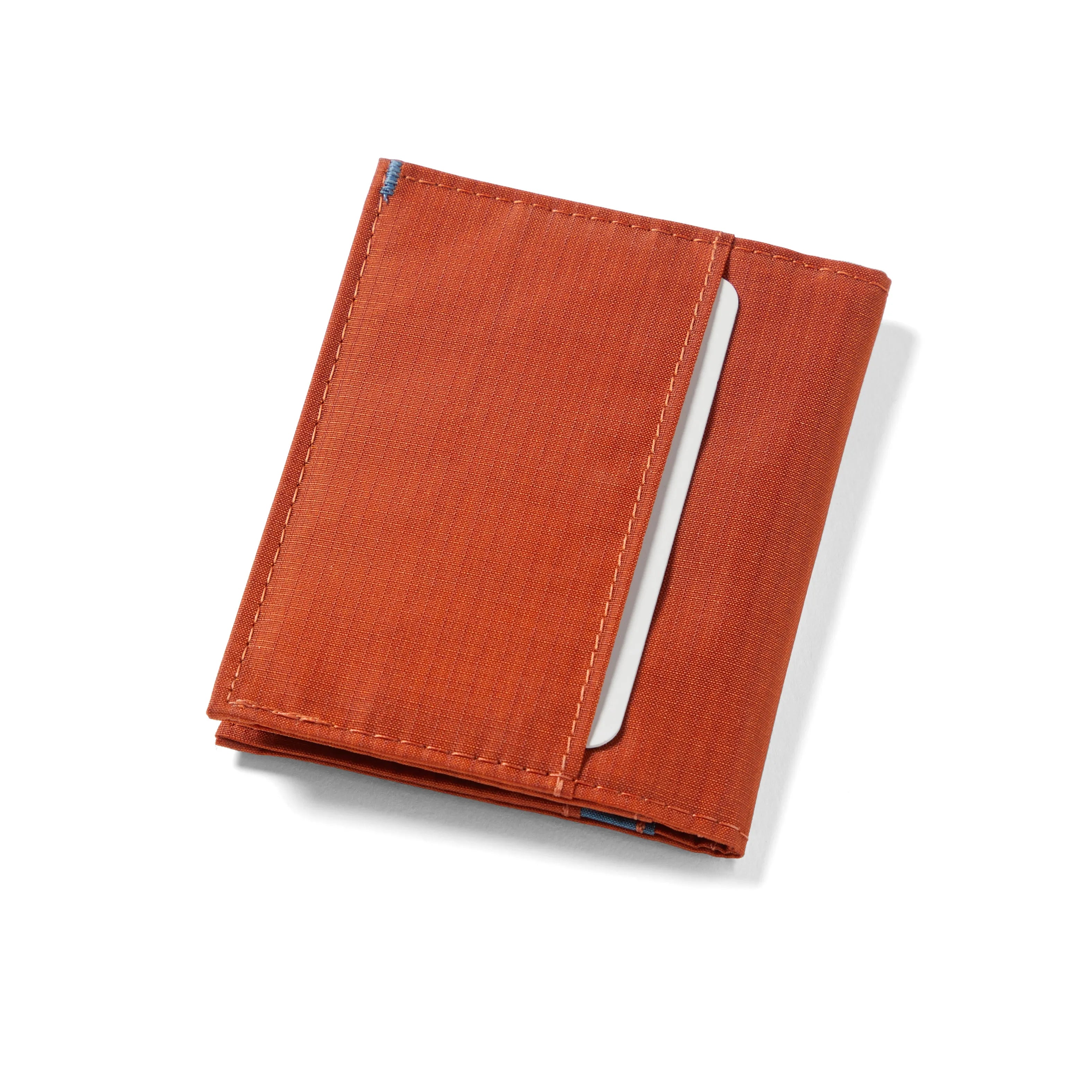 Closed potters clay hybrid card wallet showing an exterior pocket capable of folding cards and cash. Allett Hybrid Card Wallet potters-clay