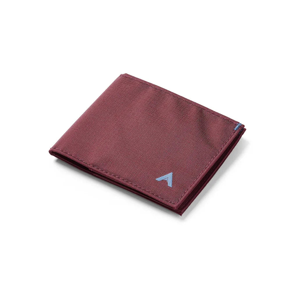 Closed RFID blocking nylon sport wallet, made for front pockets in mulberry color - Allett Sport Wallet RFID Nylon Front Pocket Wallet mulberry