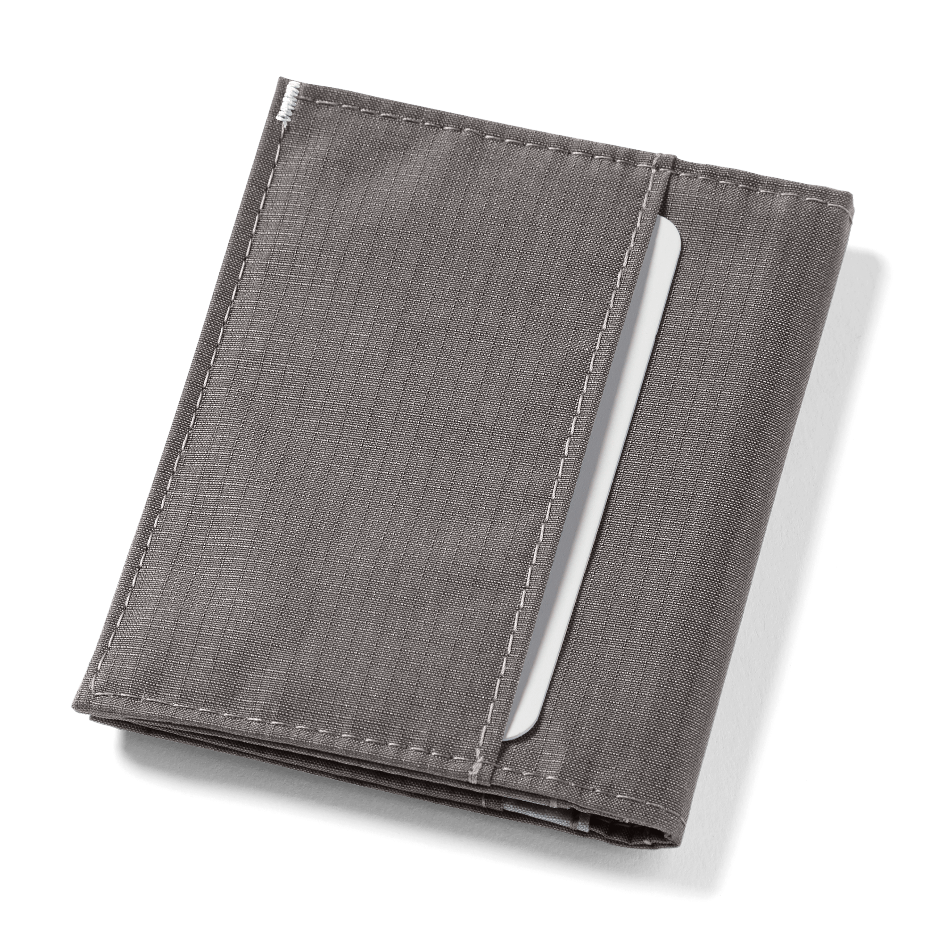 The back of a grey allett wallet