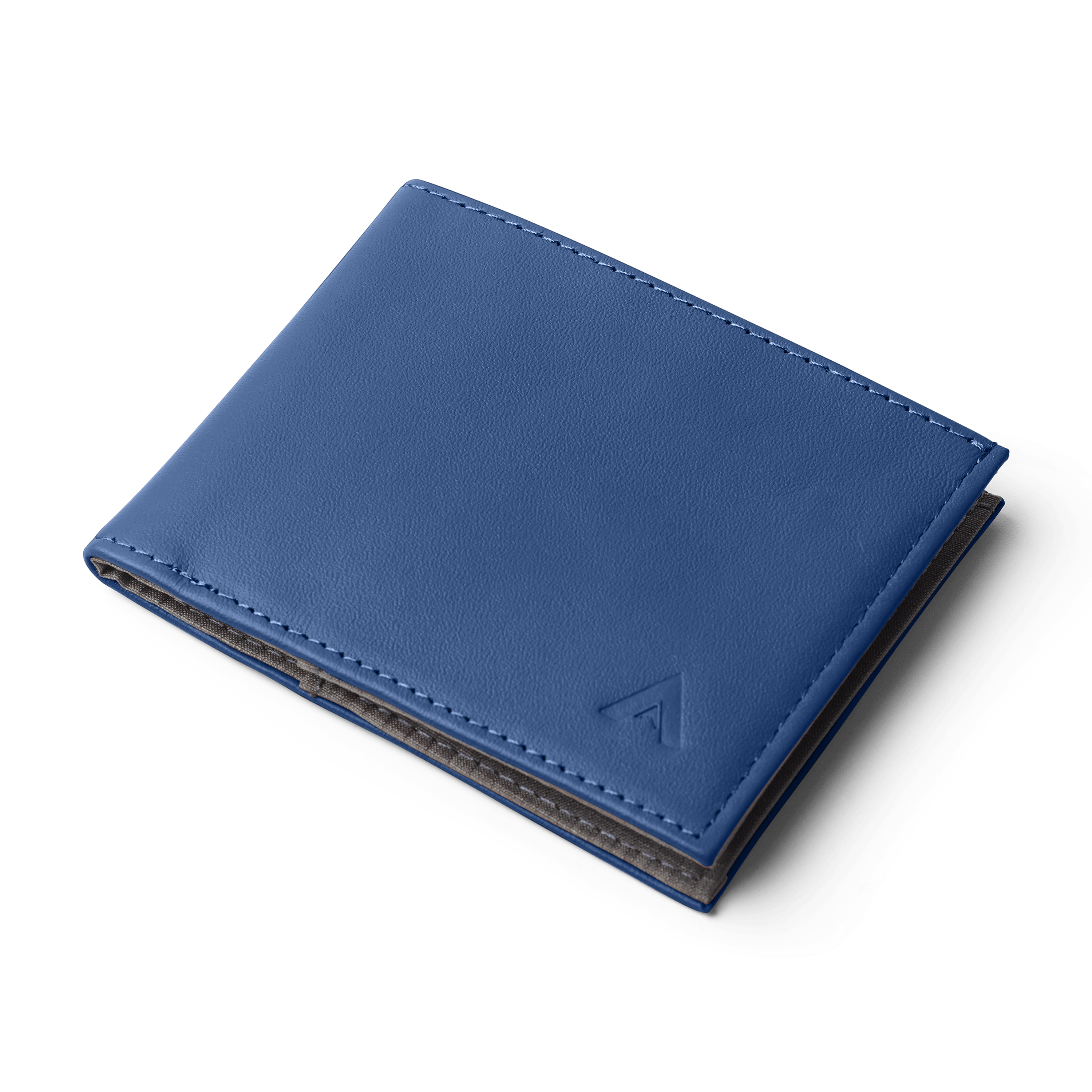 Cobalt Blue wallet with a Allett logo on a transparent background
