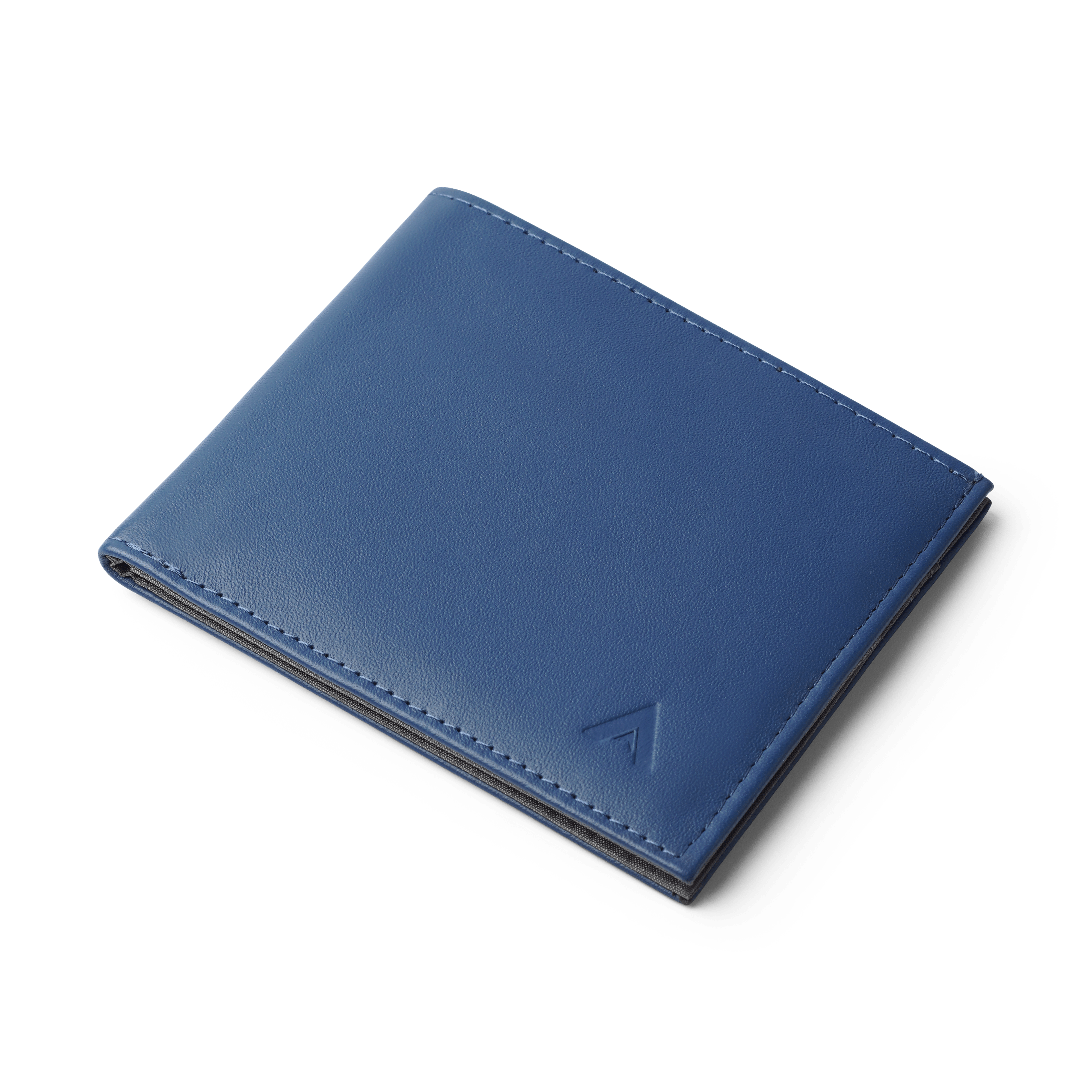 Cobalt Blue wallet with a Allett logo on a transparent background