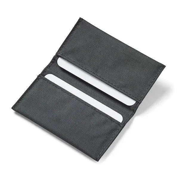 Open vista of Allett's ultra-thin vegan card wallet in jet black, constructed using ripstop nylon - jet-black