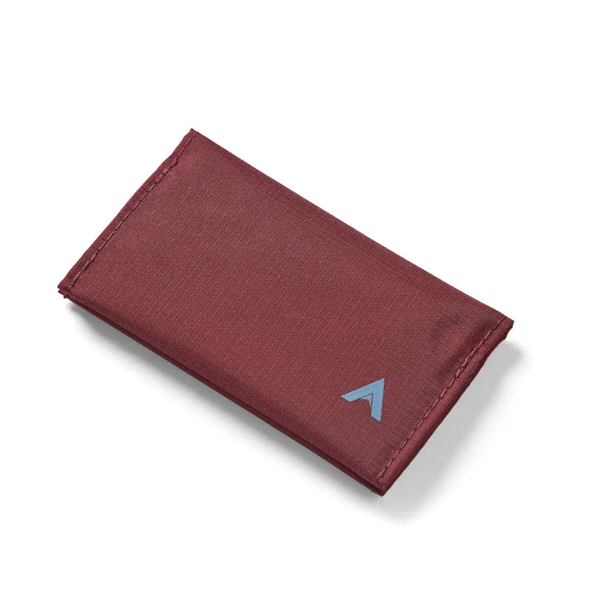 The streamlined, vegan mulberry ripstop nylon card wallet by Allett, posed closed against an unadorned white background. - mulberry